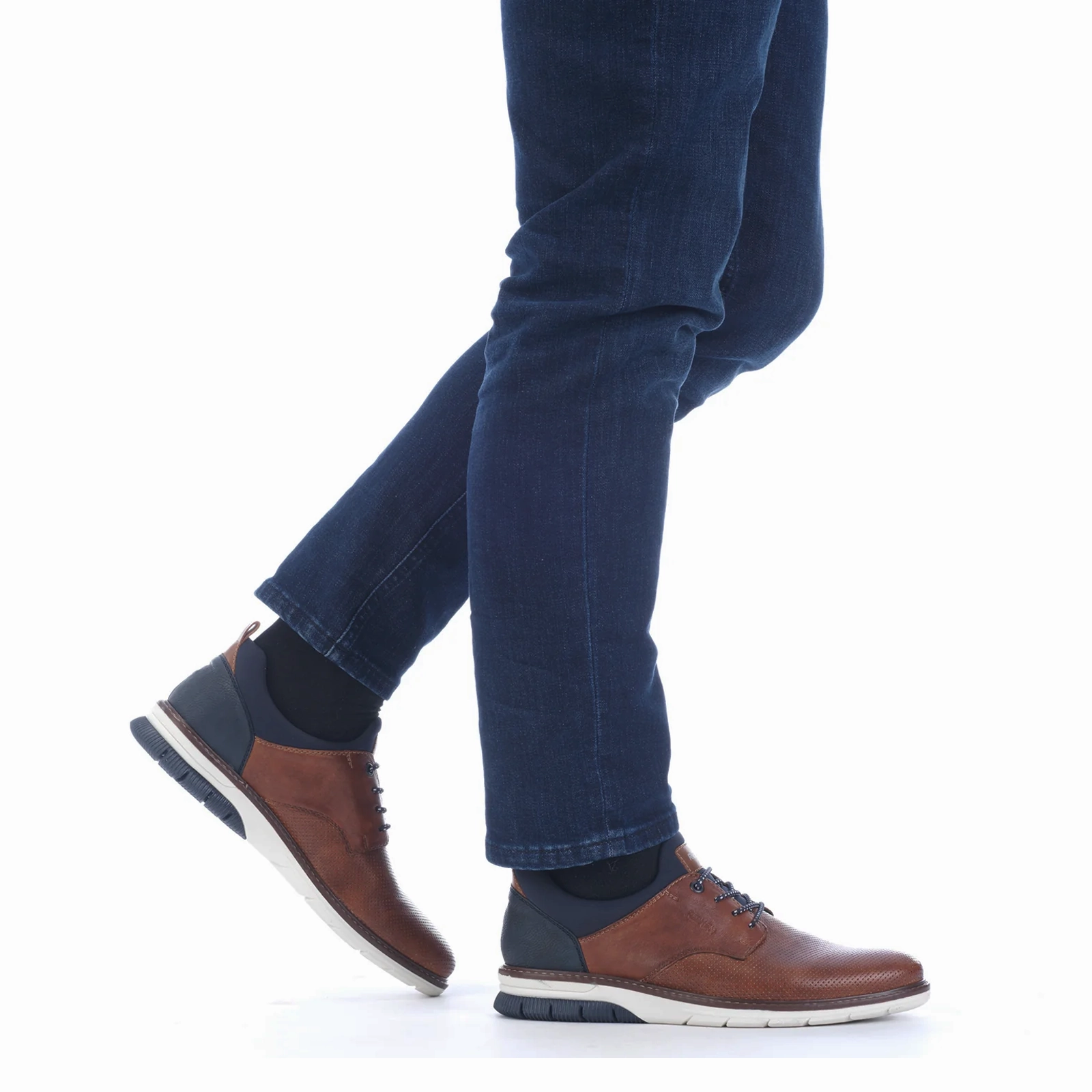 Rieker Dustin 14450-22 Lace Up (Men) - Nut/Blue Court Legacy Leather Casual