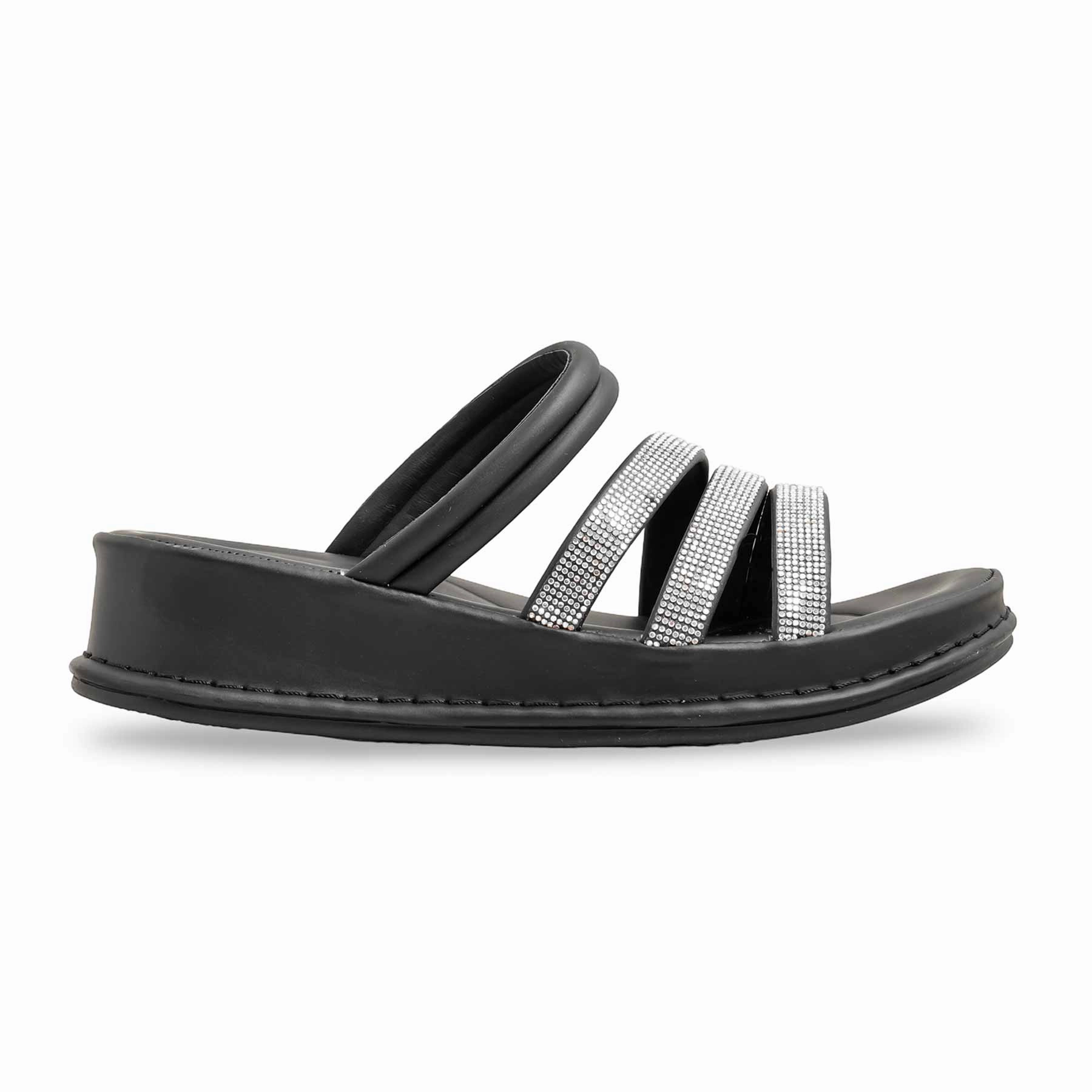Black Formal Slipper PU0543 Cloud Cushion Slides