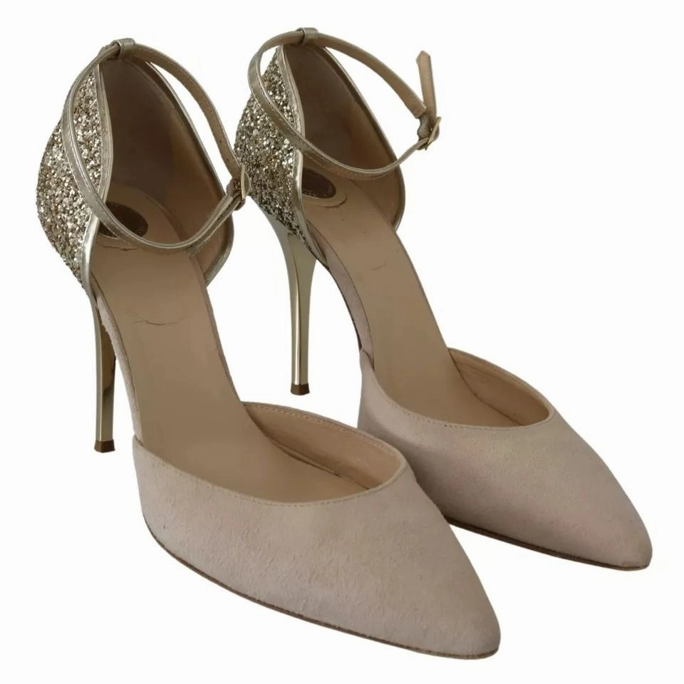 Diana Sandals Elisabetta Franchi Beige Linen Ankle Strap High Heels Shoes