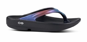 Oofos | OOlala Luxe Sandal | Women's | Midnight Spectre Cheetah Running Shoes