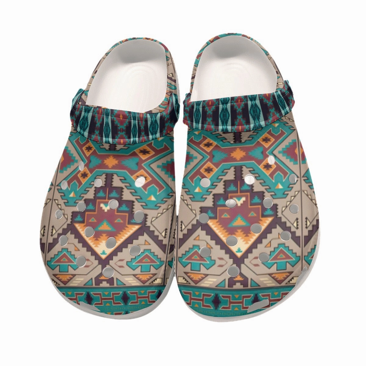 Native Pattern Clog Shoes For Adult and Kid 89145 New Plain Leather Sandals