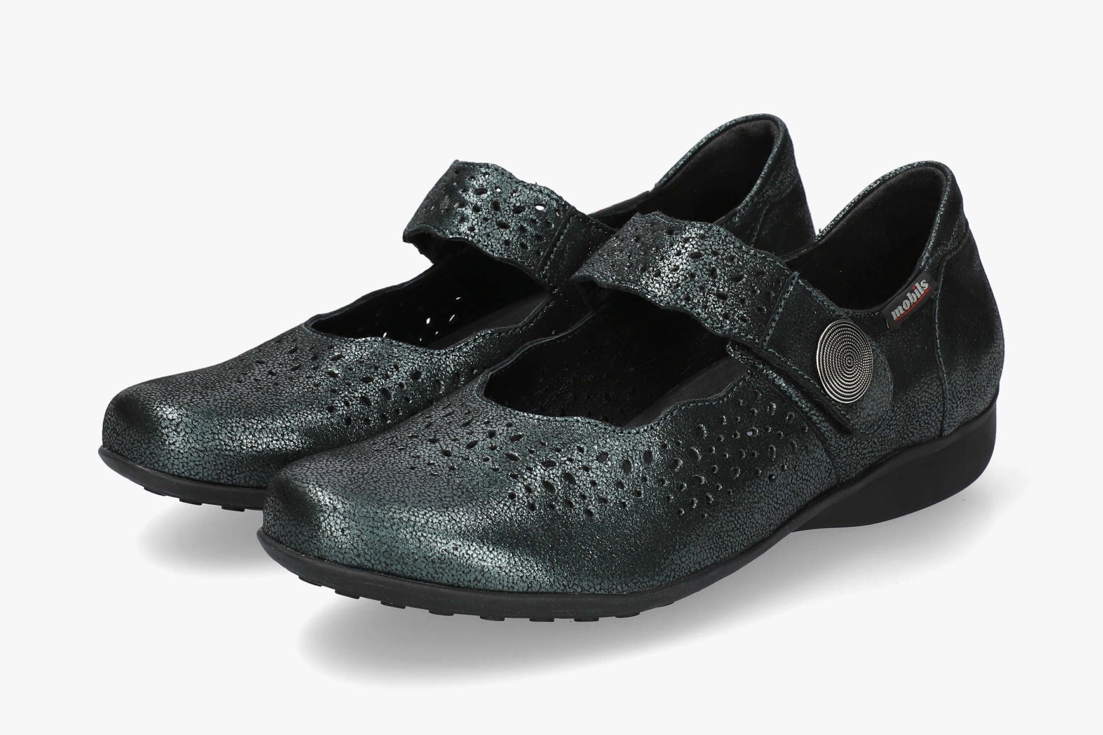 Fabienne - Bottle Green Flat Shoes With Diamonds