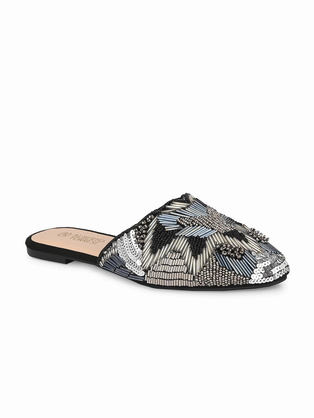 Alberto Torresi Synthetic Black Flat Mule Sandals for women Soho Shoes Flats