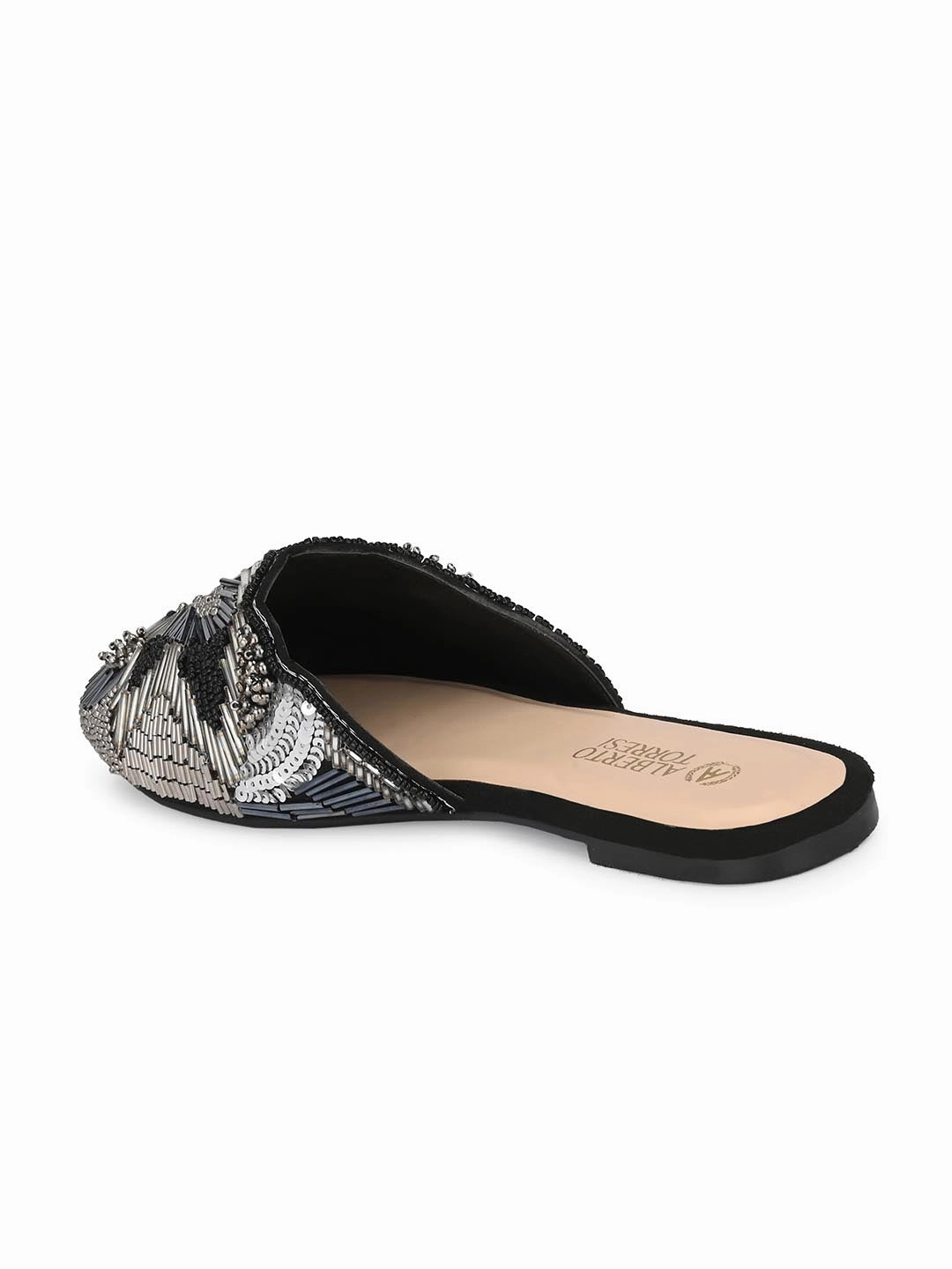 Beige Shoes Alberto Torresi Synthetic Black Flat Mule Sandals for women