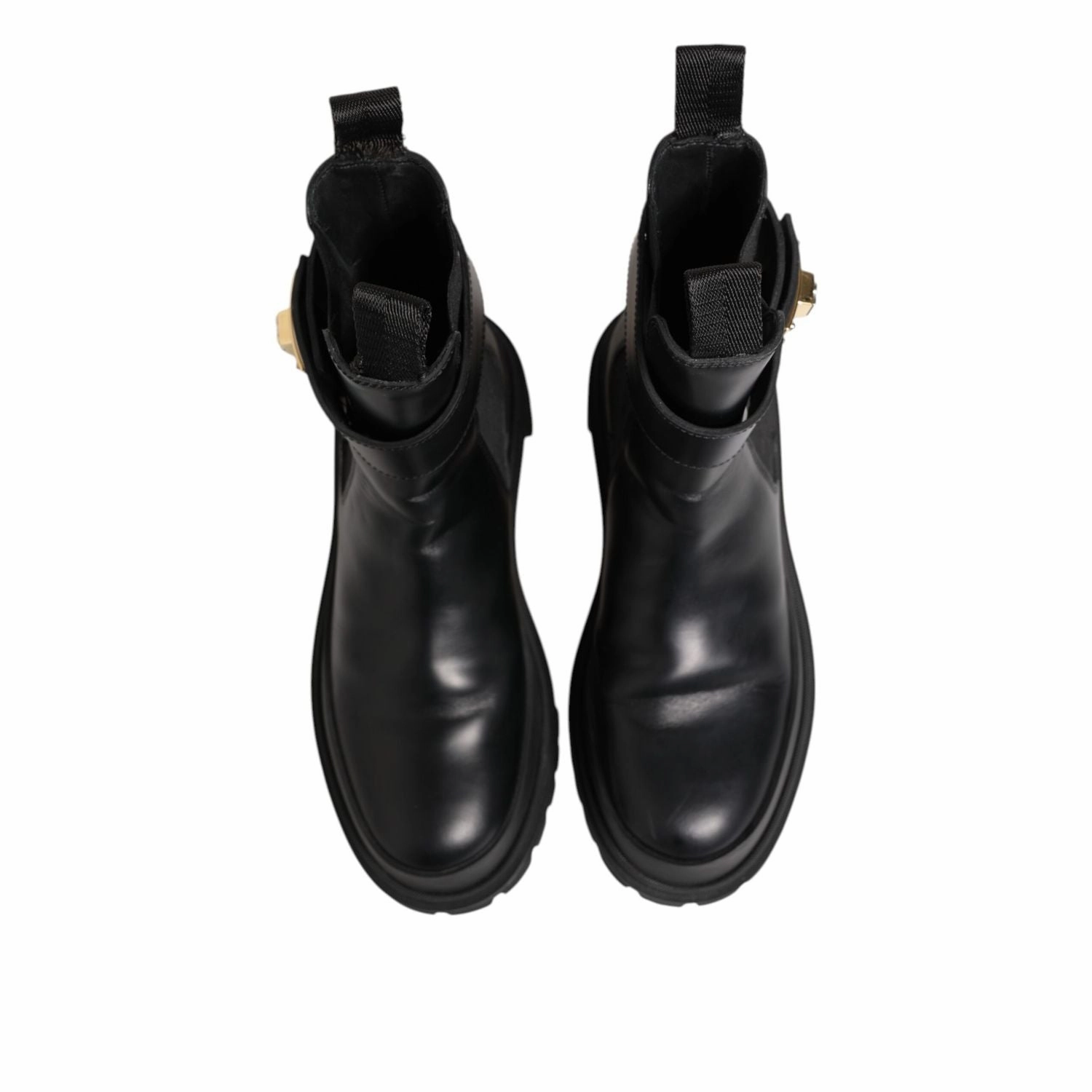 Dolce & Gabbana Black Calfskin DG Logo Strap Ankle Boots Shoes Best Casual Shoes For Motorcycle Riding