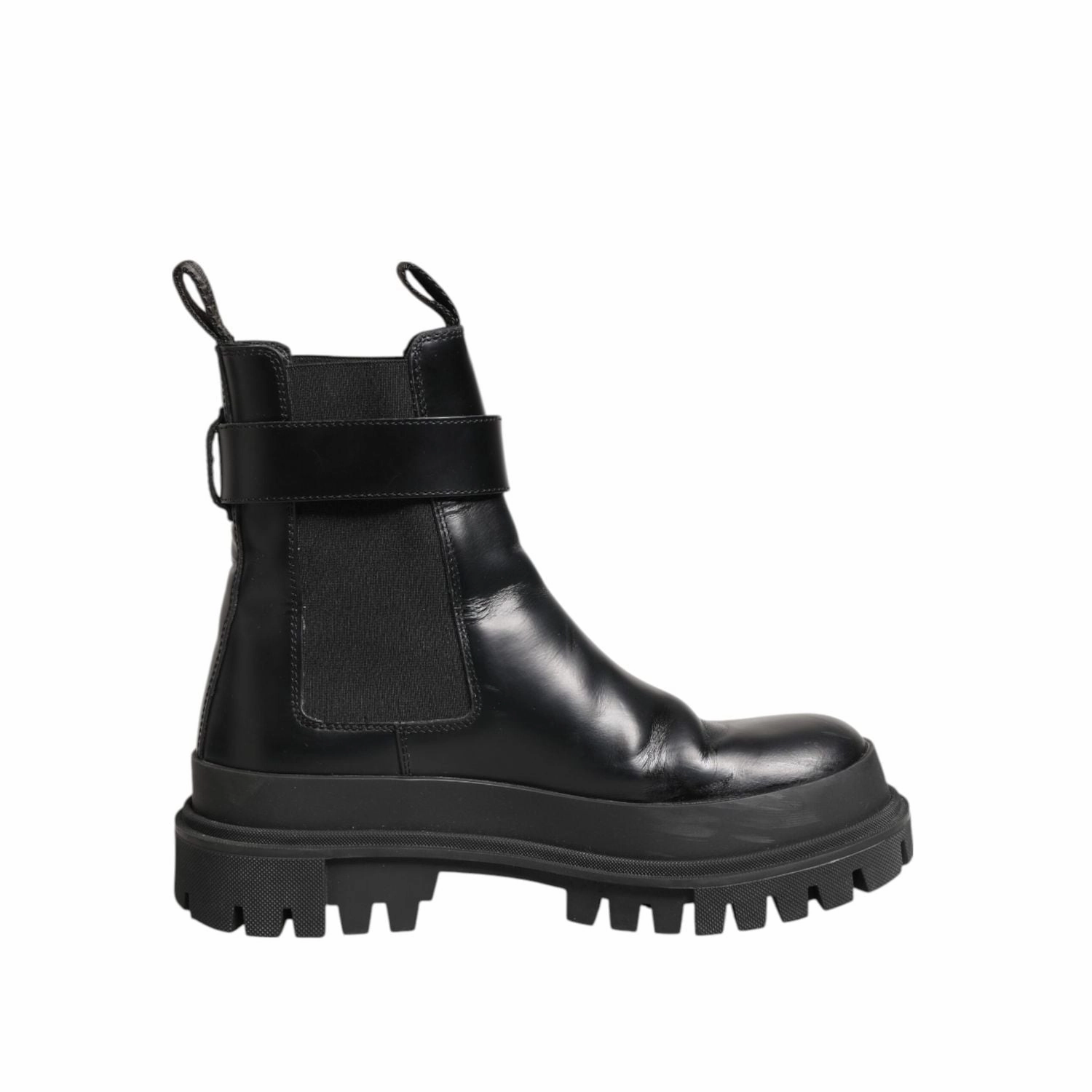 Casual Relax Shoes Dolce & Gabbana Black Calfskin DG Logo Strap Ankle Boots Shoes