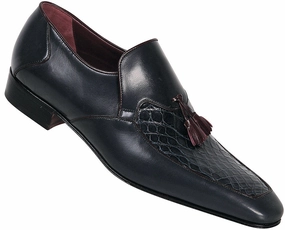 Leather Platform Loafers Mauri - "3005" Wonder Blue Crocodile/Shiny Calf Shoe