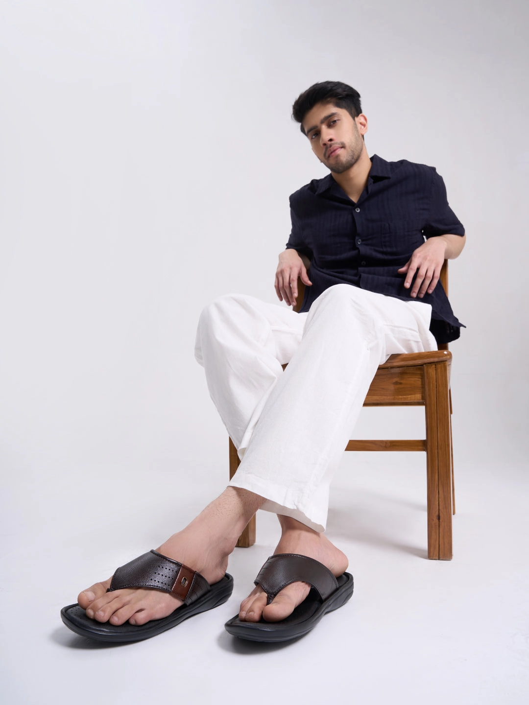 Walmart Christmas Slippers FAUSTO Men Black Open Toe Flip-Flop Slippers With Memory Cushion|Outdoor Slipper For Men