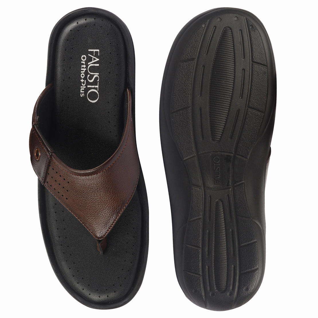 FAUSTO Men Tan Open Toe Flip-Flop Slippers With Memory Cushion|Outdoor Slipper For Men The Wizard Of Oz Ruby Slippers