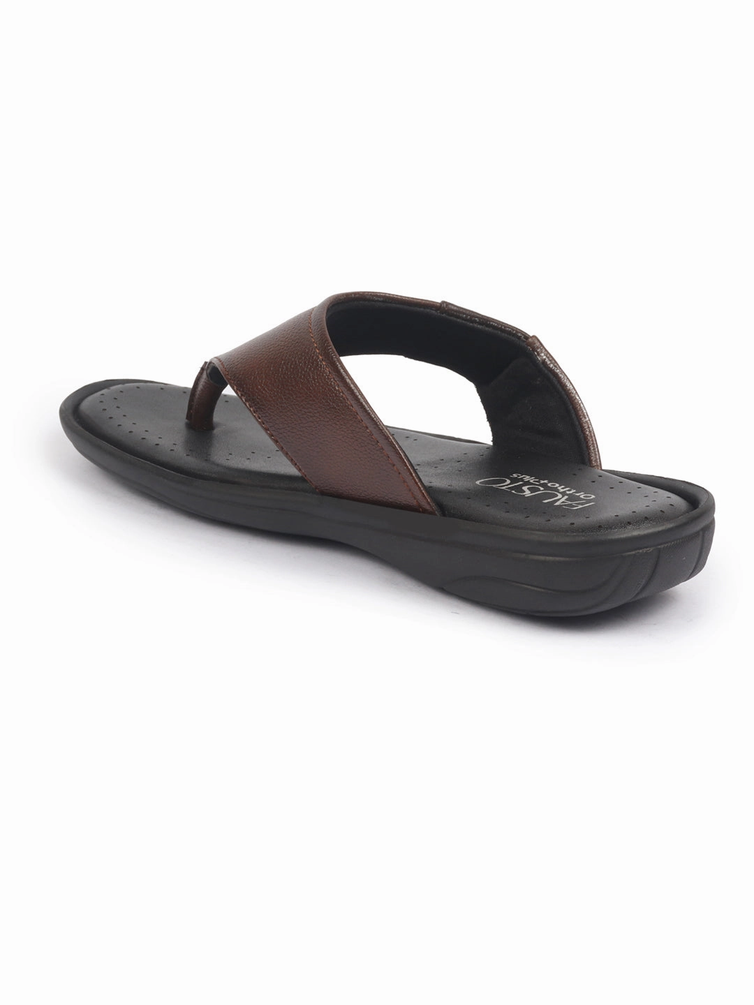 Slides Youth 4 FAUSTO Men Tan Open Toe Flip-Flop Slippers With Memory Cushion|Outdoor Slipper For Men