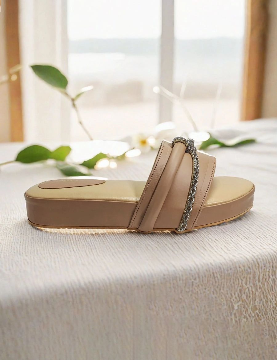 Open Toe House Slippers Fawn Soft Slippers