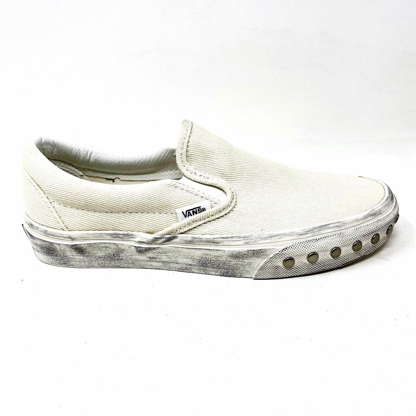 Vans Classic Slip On (Overwashed) White Womens Studded Casual Shoes Casual Boss Shoes