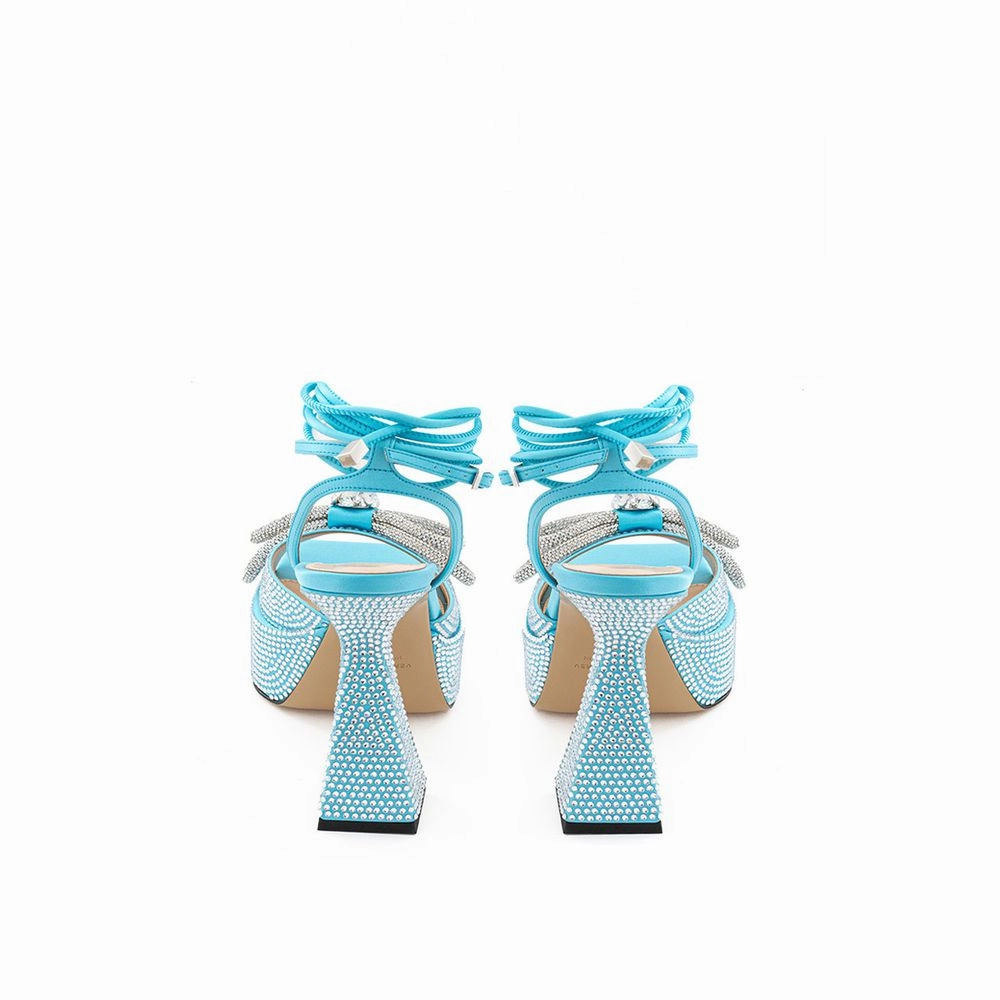 MACH & MACH Blue Leather Platform Sandals Sandals Maldives