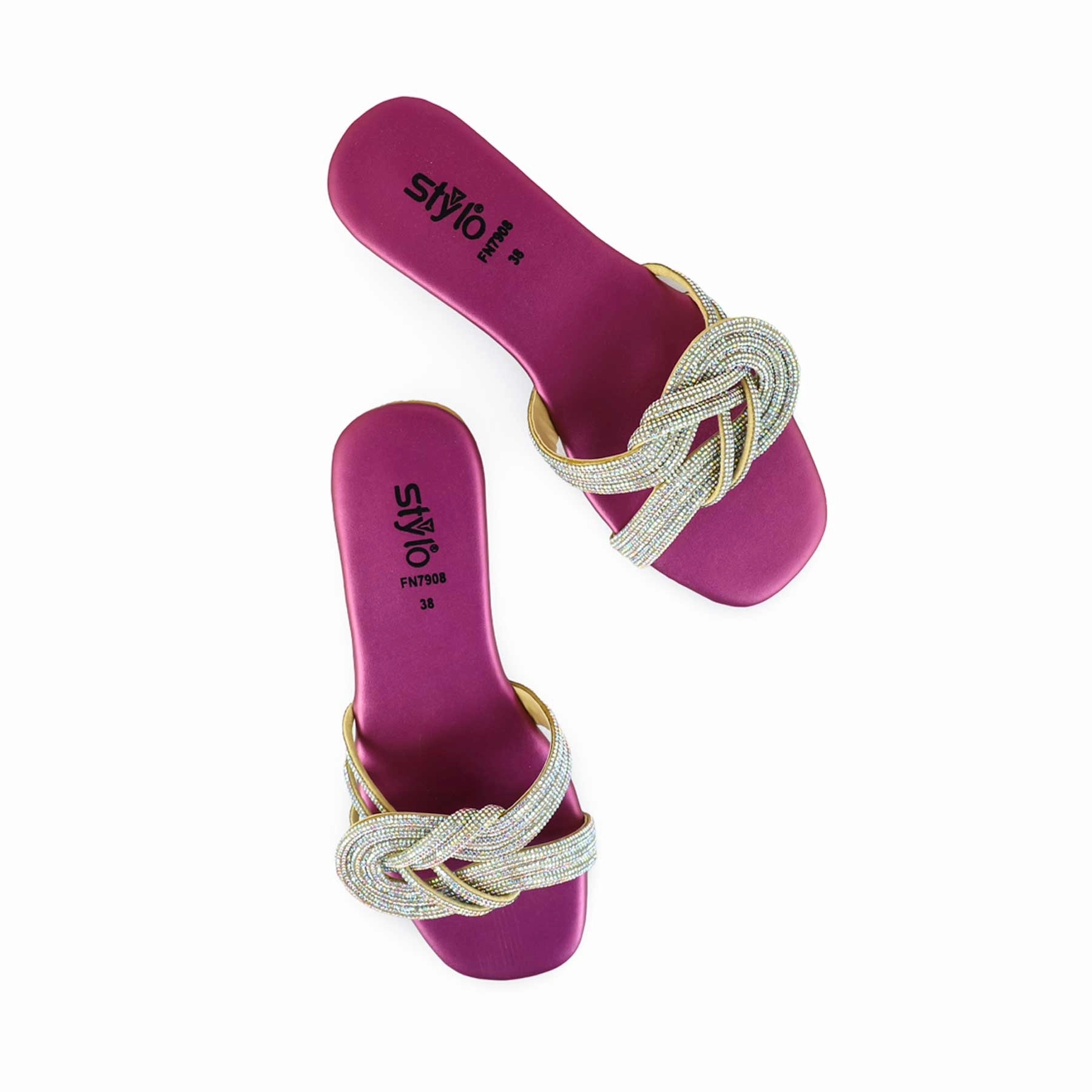 Purple Fancy Women Slipper FN7908 Flat Shoes Vs Arch Support