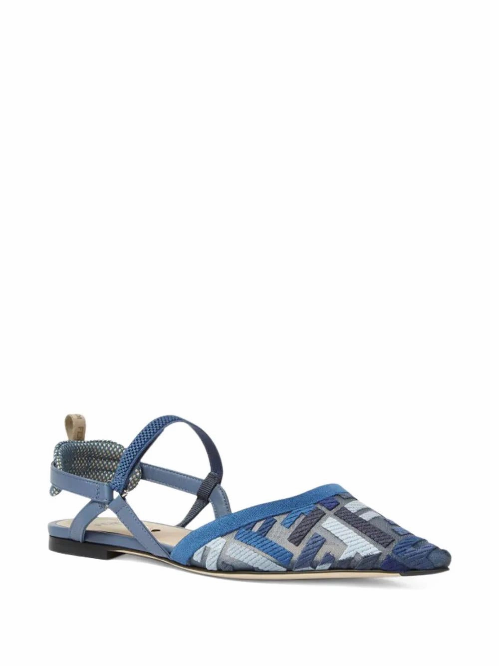 Beautiful Shoes FENDI Slingback Flat Mini with Embroidered Design