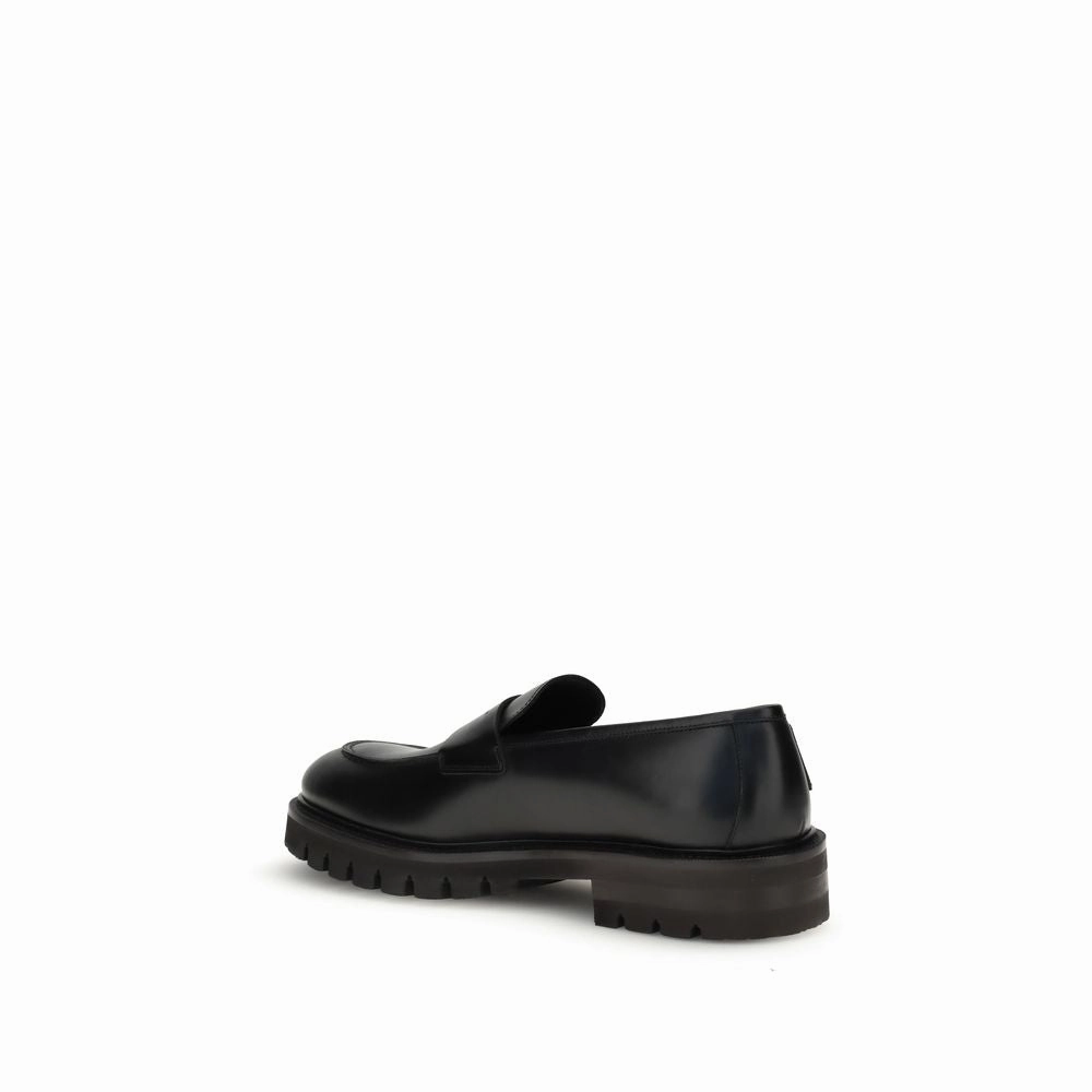Ferragamo Black Rubber Slip-On Loafers Platform Chunky Loafers