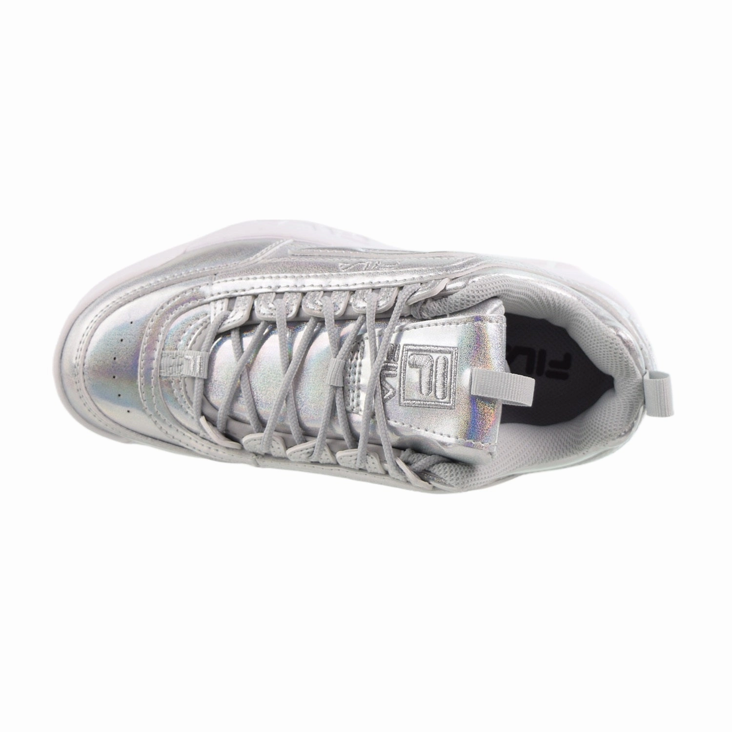 Perforated Flat Shoes Fila Disruptor II Women's Shoes Iridescent-Silver