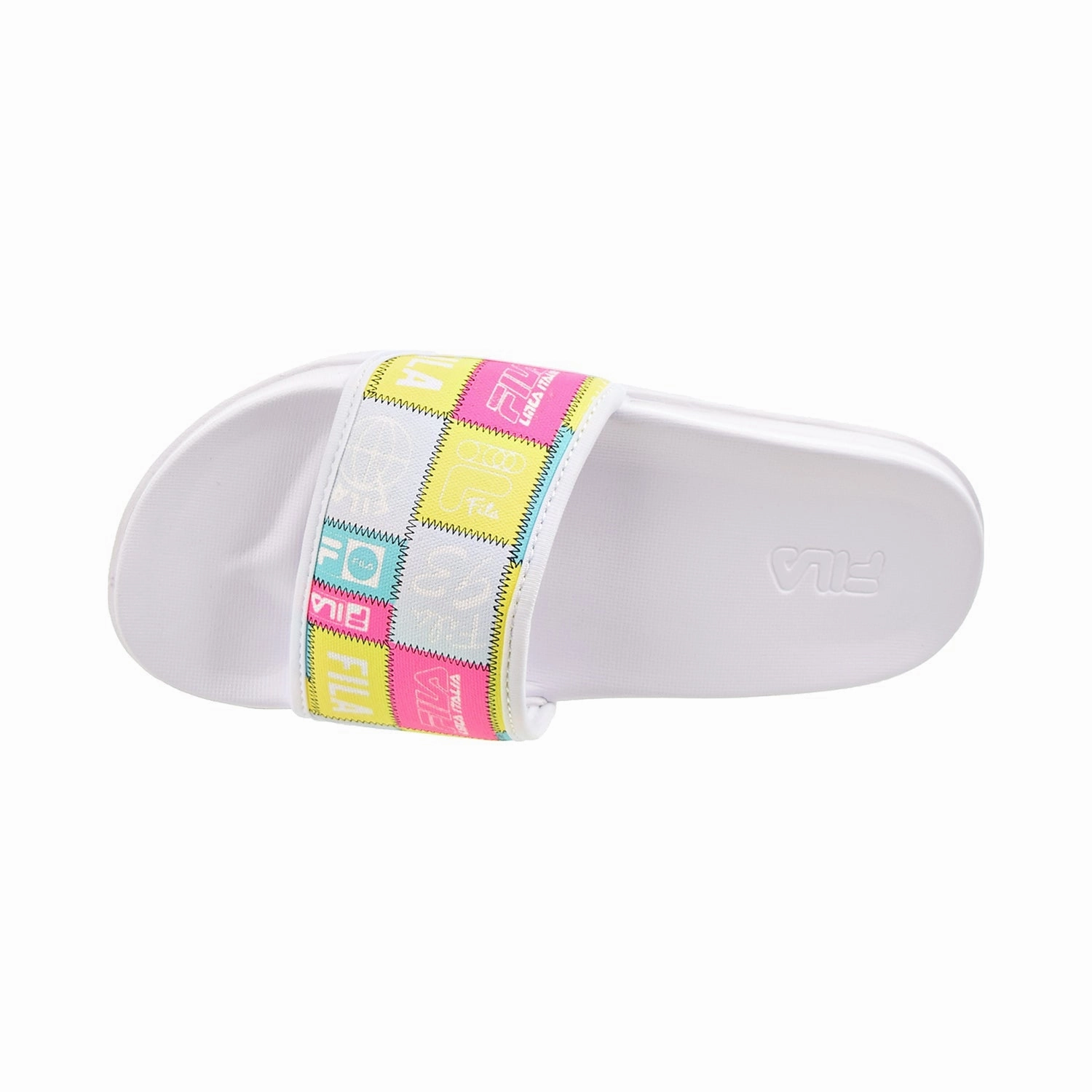 Fila Drifter Lux Patchwork Women's Slide Sandals White-Multi Jamaica Over Water Bungalow