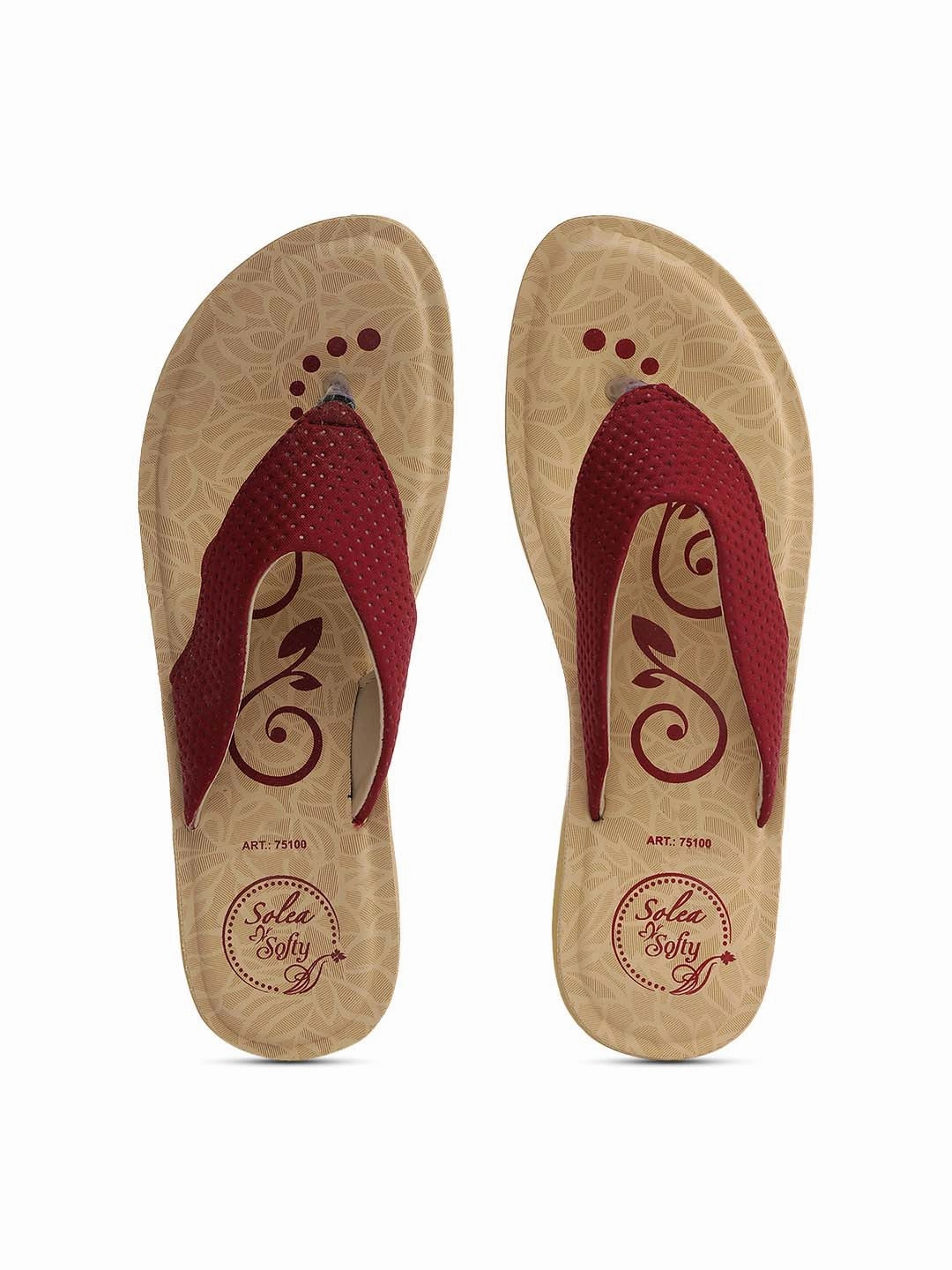 Evidence Of Wearing Flip Flops On A Sunny Day Women's Solea Maroon Flip Flops