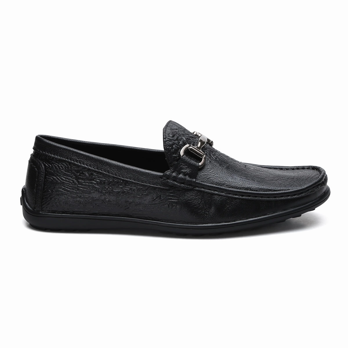 Fine-grain Leather Loafers for Men  9855 with Tree Bark Texture & Cushioned Insole Wide Feet Loafers