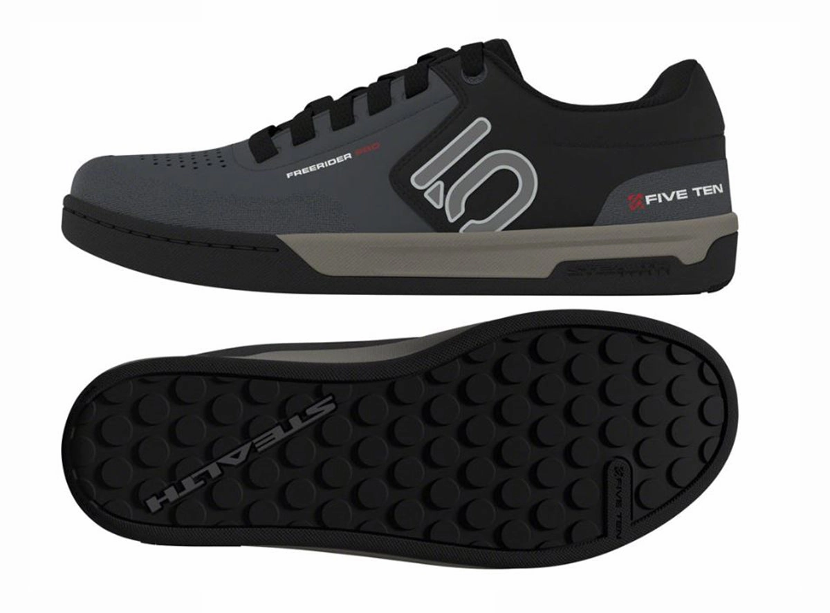 Five Ten Freerider Pro Flat Pedal Shoe - Gray Six-Silver Pebble-Core Black Cheetah Shoes Flats