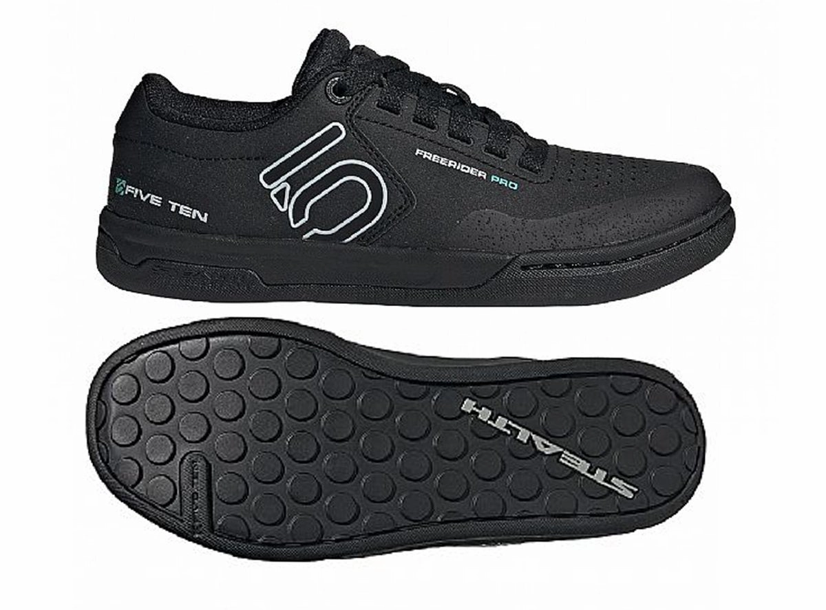 Five Ten Freerider Pro Flat Pedal Shoe - Womens - Core Black-Crystal White-Acid Mint Best Running Shoes For Flat Feet And Overweight