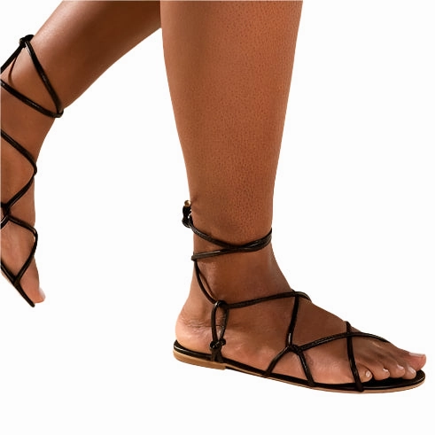 Flat interlock-strap vegan sandal by Arenaria - black Shoe Box Flat Rate Usps