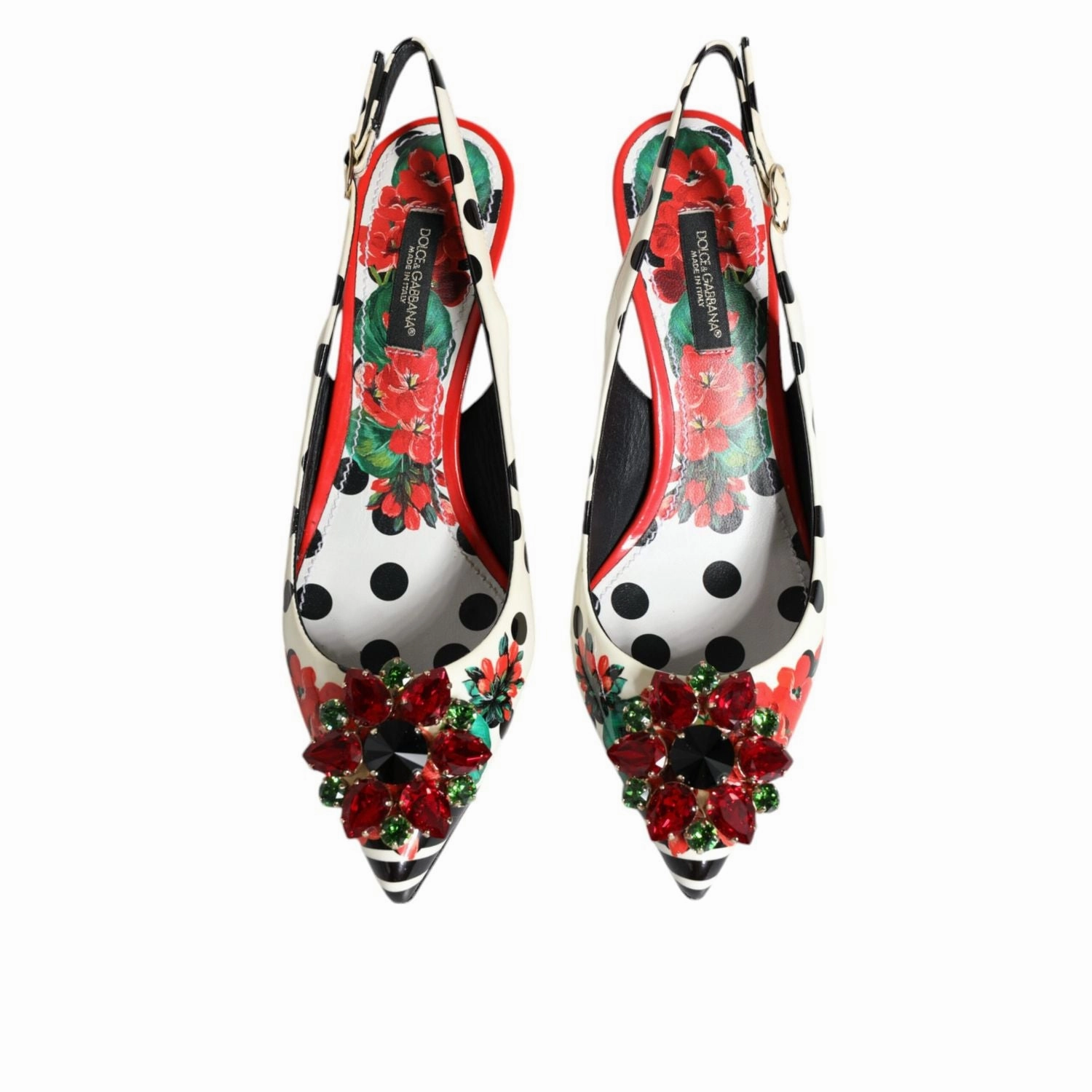 Sandals All-inclusive Resorts Dolce & Gabbana Multicolor Leather Crystal Heels Slingback Shoes