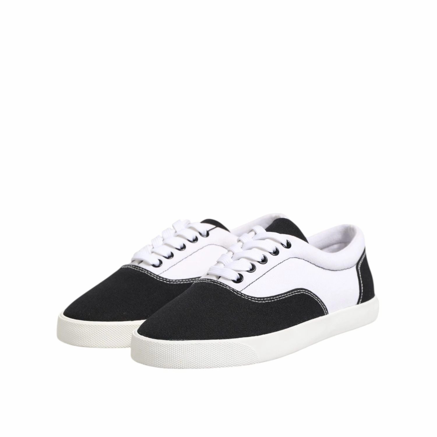 Triathlon Sneakers Dolce & Gabbana Black Cotton Canvas Lace Up Men Sneakers Shoes