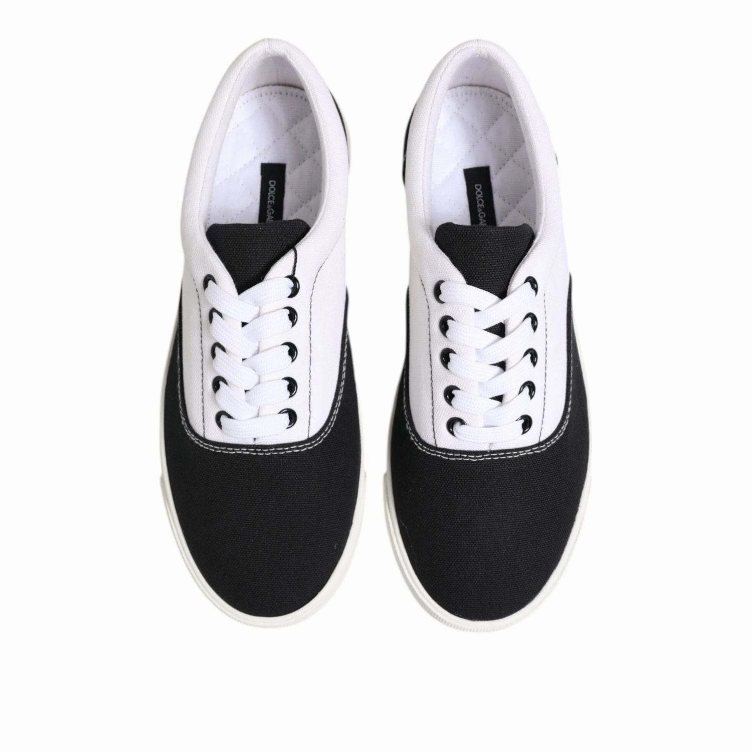 Dolce & Gabbana Black Cotton Canvas Lace Up Men Sneakers Shoes Smith Sneakers