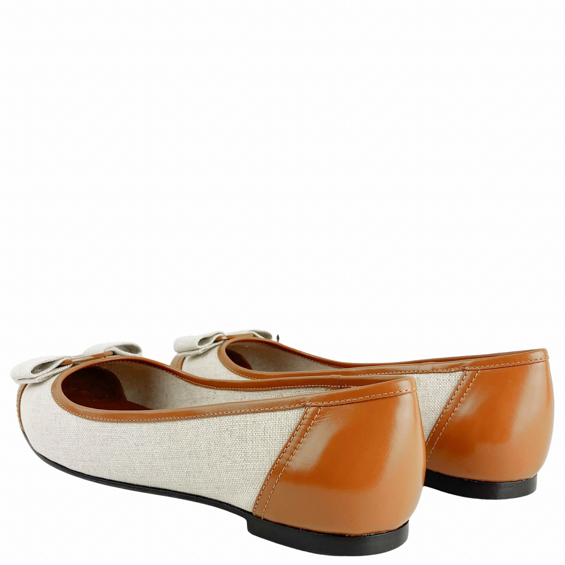 Flat Out Shoes Ferragamo Varina Sun Ballet Flats in Cognac
