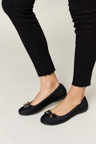 Forever Link Metal Buckle Flat Loafers in Charcoal Lycra Rubinacci Loafers