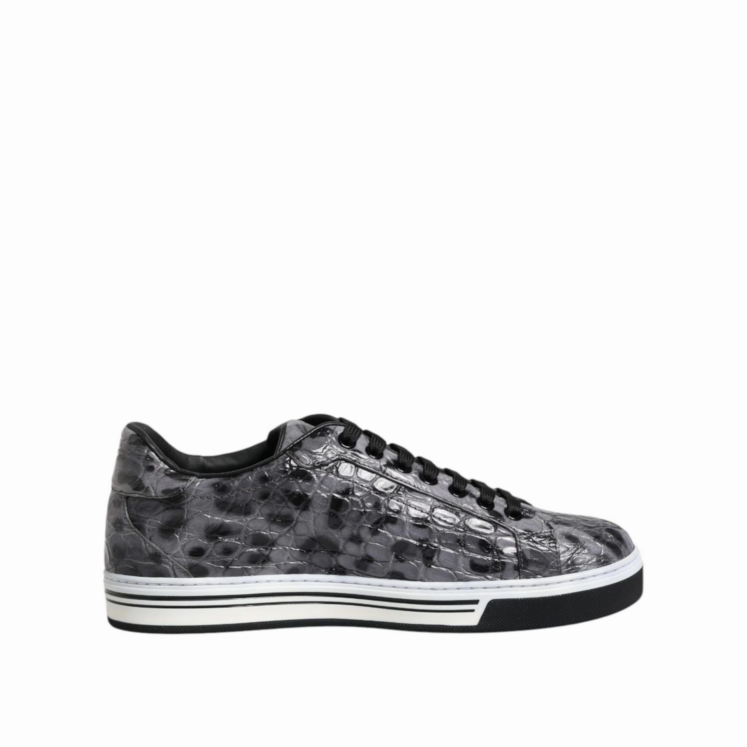 Cool Sneakers Dolce & Gabbana Gray Leather Leopard Low Top Sneakers Shoes