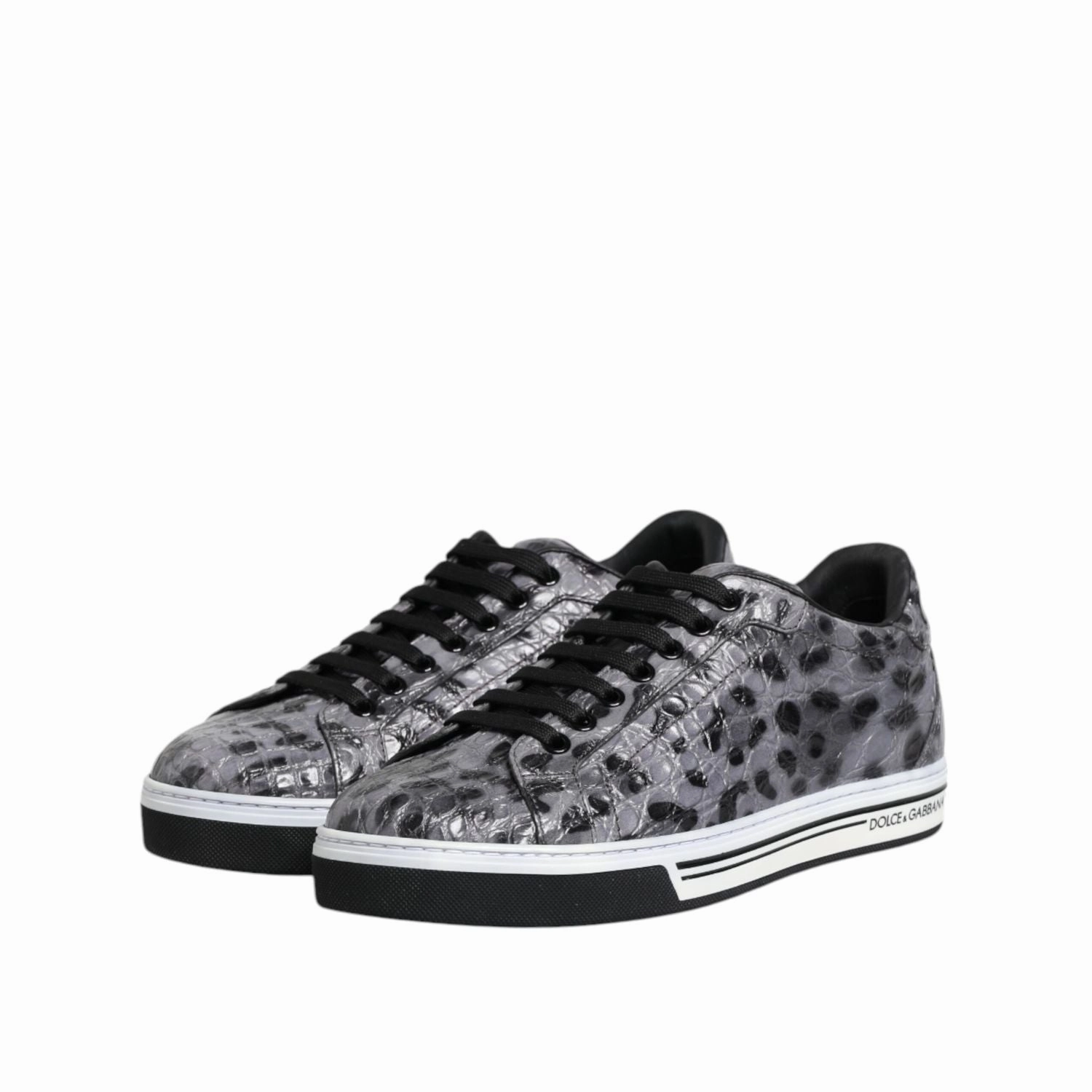 Dolce & Gabbana Gray Leather Leopard Low Top Sneakers Shoes Design My Own Sneakers