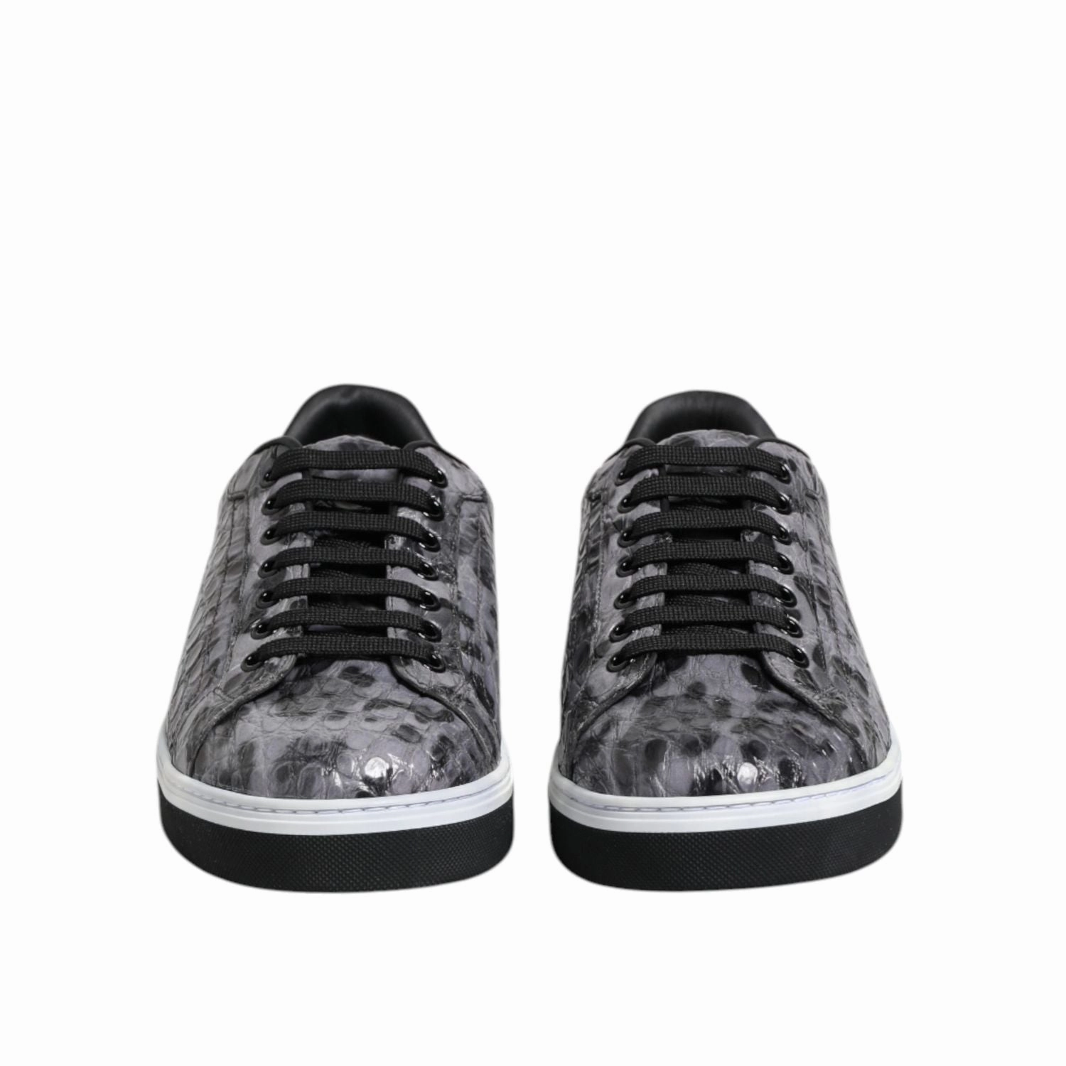 Dolce & Gabbana Gray Leather Leopard Low Top Sneakers Shoes Lite Racer Adapt 7.0 Sneakers