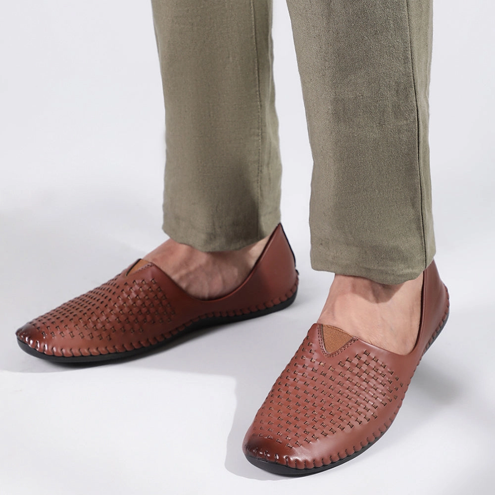 Fortune Tan Casual Mojari Loafers Shoes For Men AVN-40 By Liberty Adrian Virginia Leather Tassel Loafers