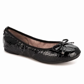 FRANKIE Ballet Flat Shoes - Black Patent Croc Best Budget Running Shoes For Feet