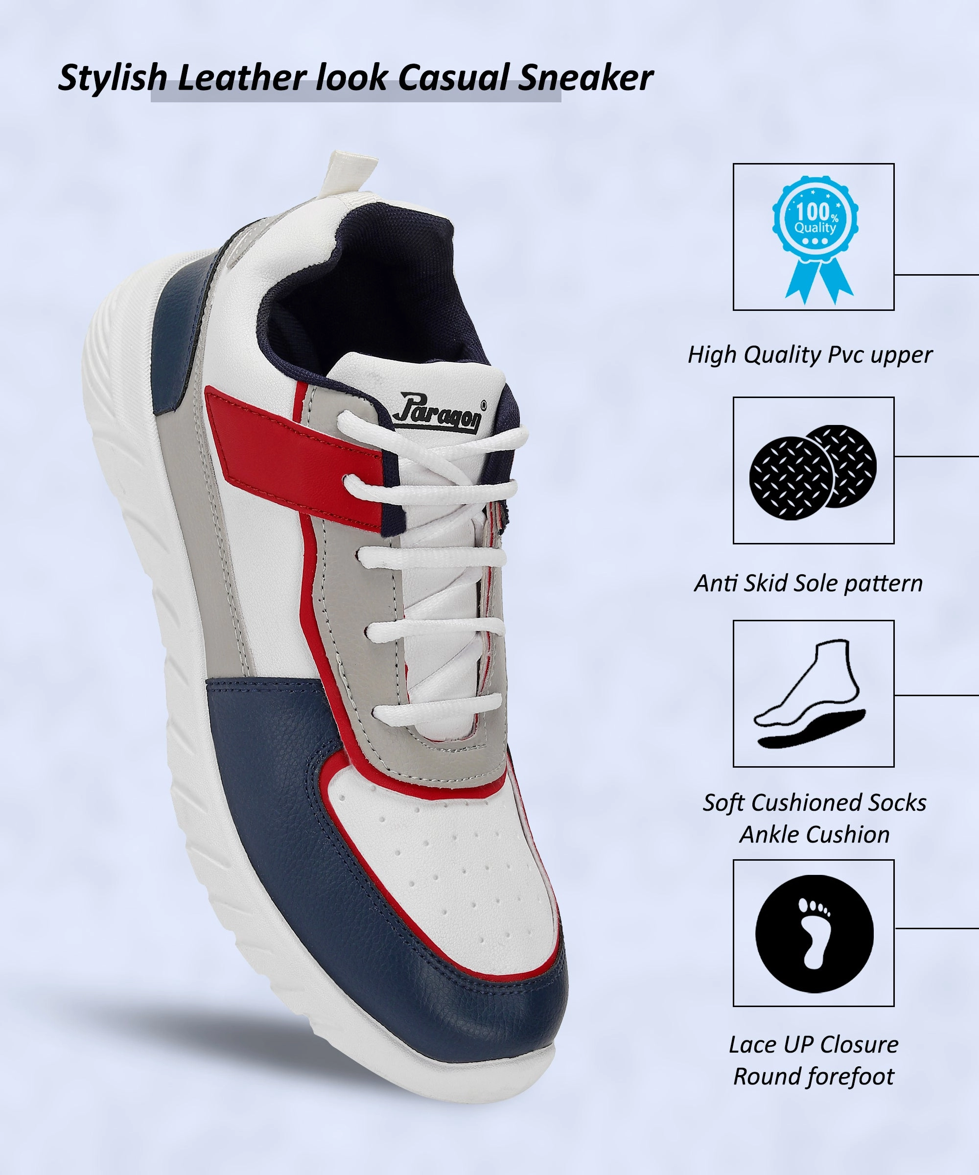 Paragon K1022G Men Casual Shoes | Stylish Walking Outdoor Shoes for Everyday Wear | Smart & Trendy Design  | Comfortable Cushioned Soles White High Casual Shoes