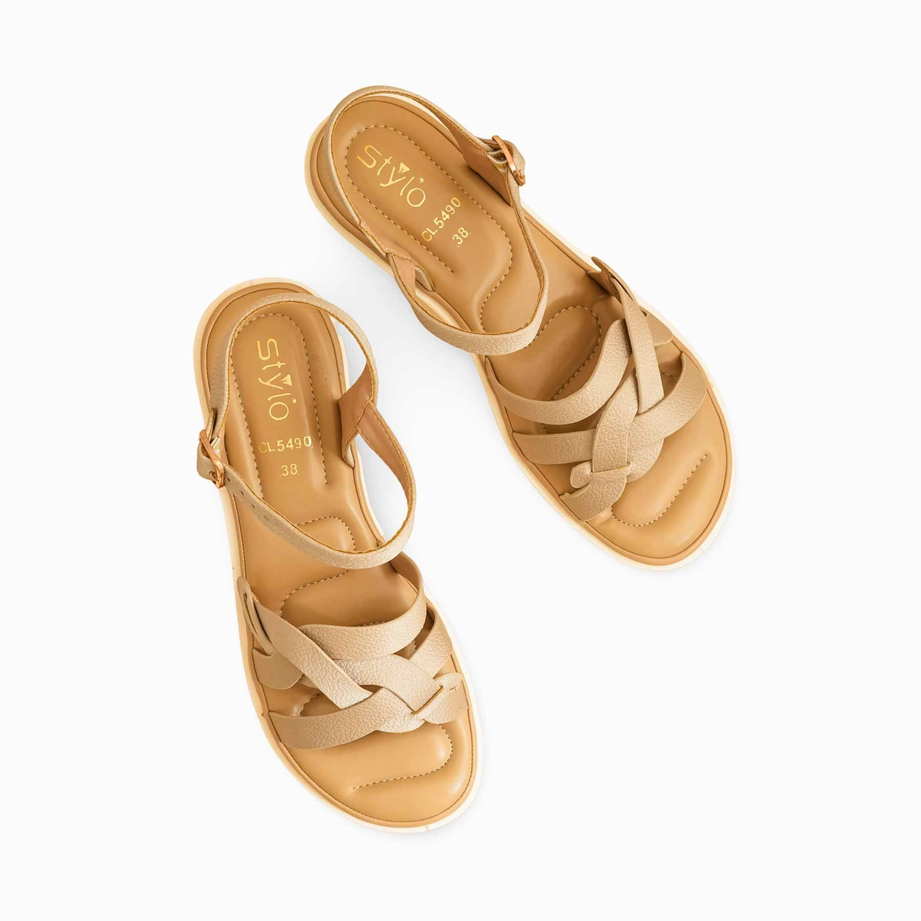 Bronze Casual Sandal For Ladies CL5490 Stamp Boa Flat Shoes