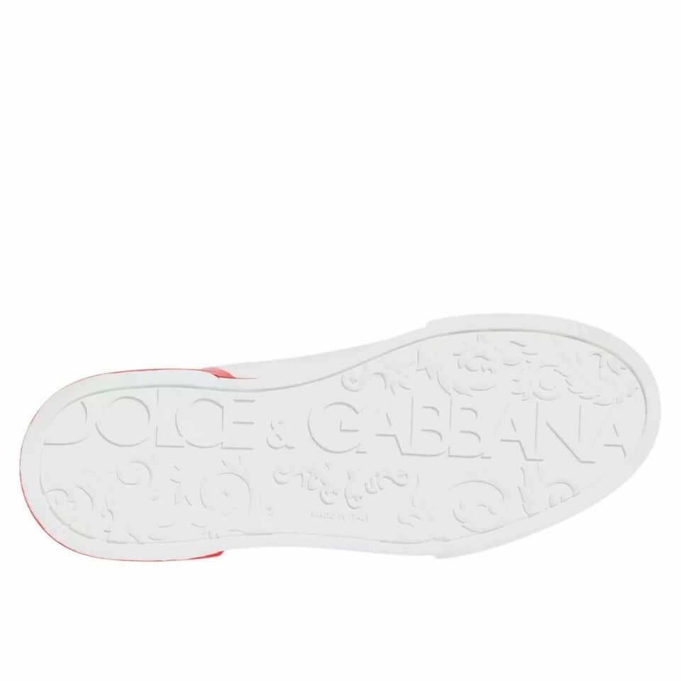 Dolce & Gabbana White Red Portofino Low Top Sneakers Shoes Sneakers Print Animal
