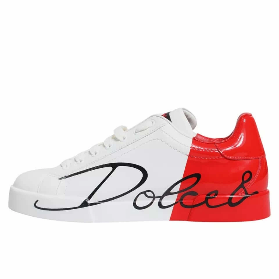 Engineering Sneakers Dolce & Gabbana White Red Portofino Low Top Sneakers Shoes