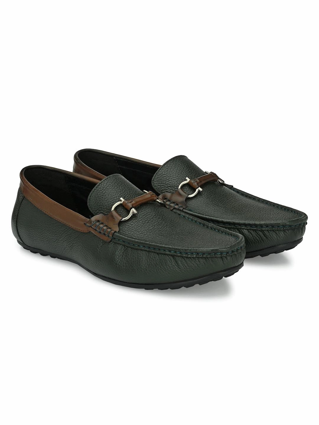 Box Loafers Sutton Green Loafers with Buckle