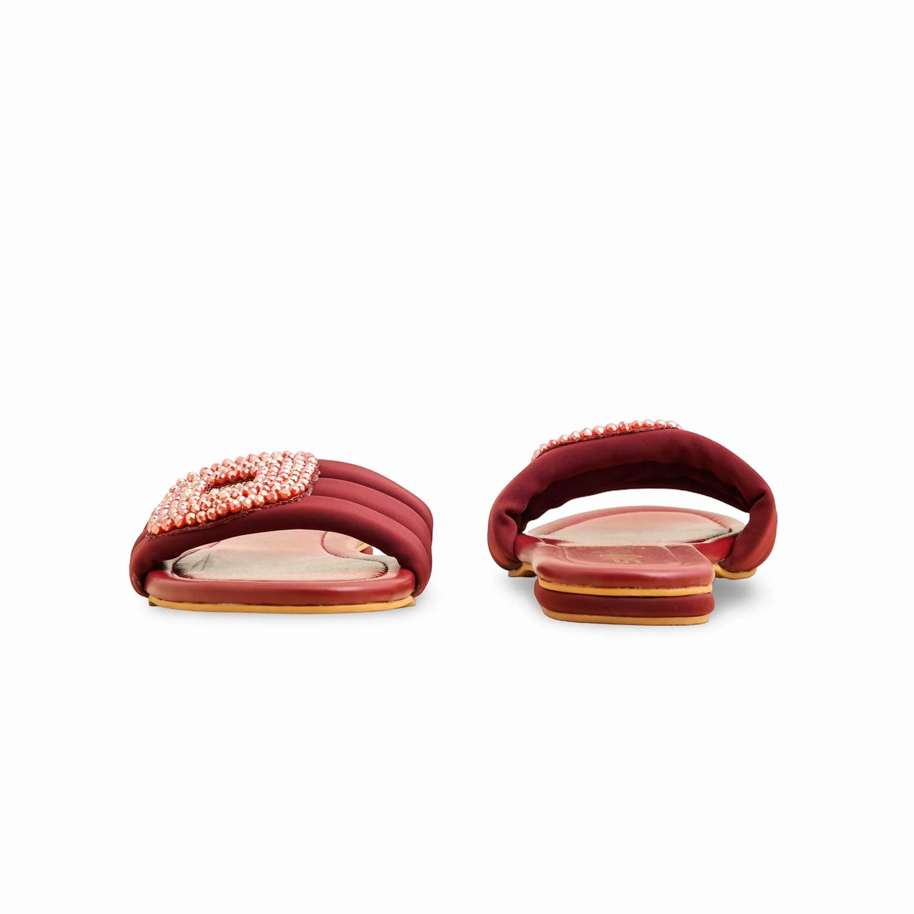 Maroon Formal Slipper For Ladies FR8398 Fluffy Open Toe Slippers