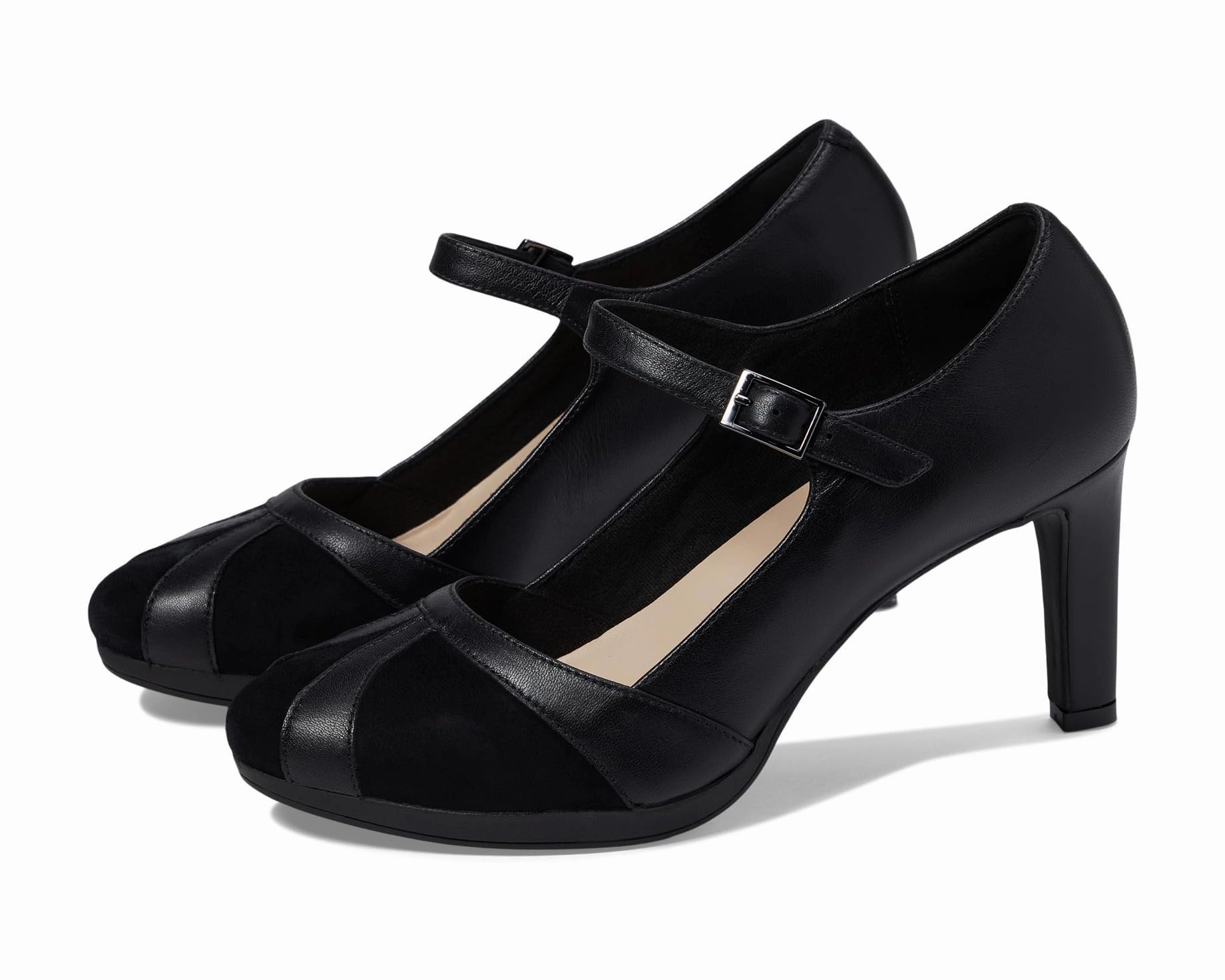 Clarks Ambyr Light Women's Heels Color Black Combi Casual Shoes With Bootcut Jeans