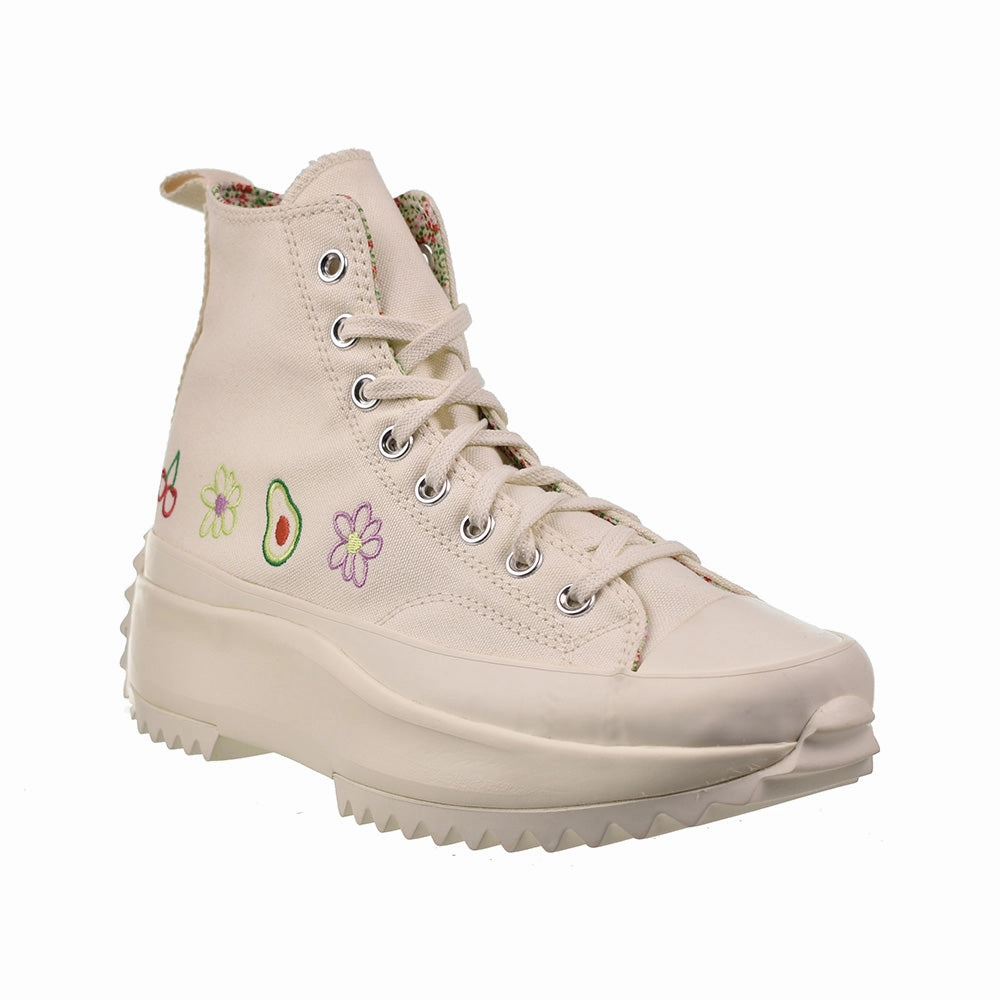 Converse Run Star Hike Platform Hi Embroidered Fruits & Florals Mens Shoes Egret Casual Indoor Soccer Shoes