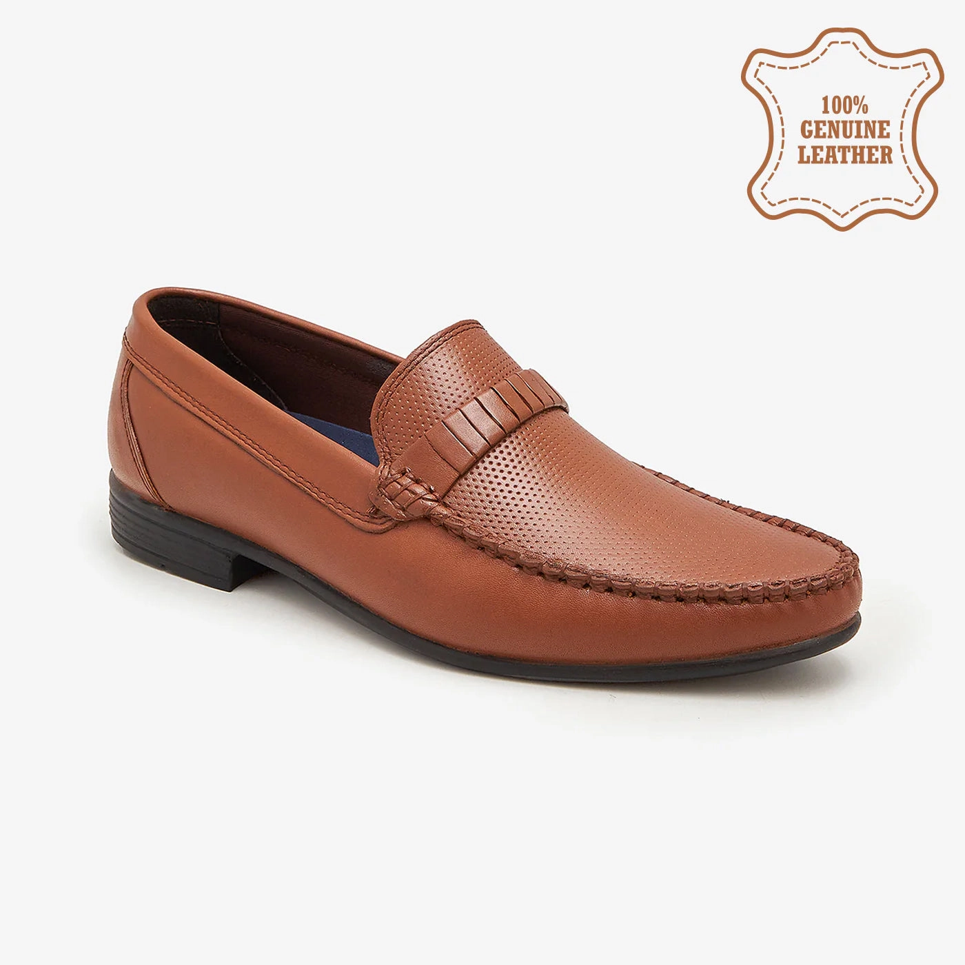 Moccasin Toe Loafers Men's Textured Leather Loafers