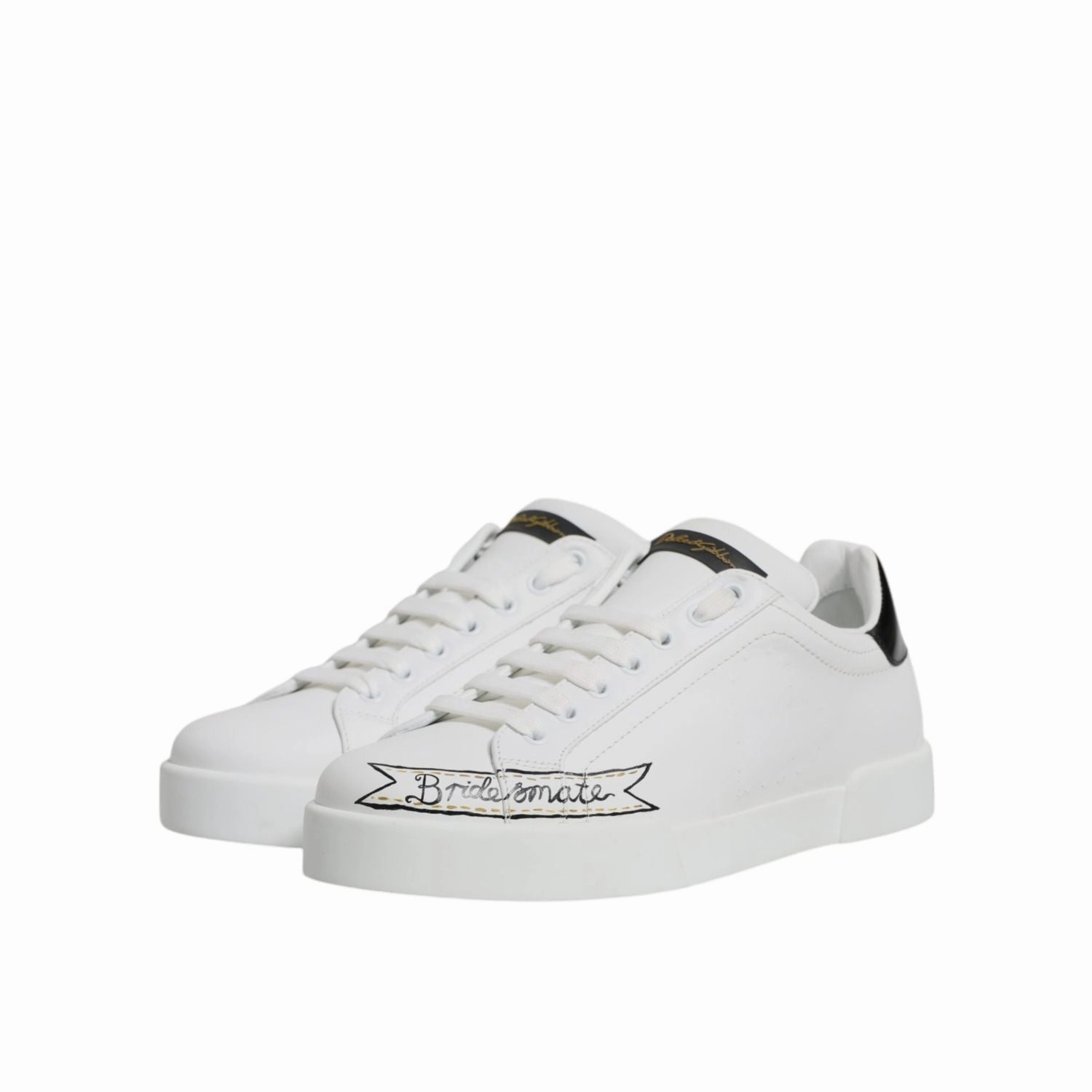 Cute Walking Sneakers Dolce & Gabbana White Leather Low Top Lace Up Sneakers Shoes