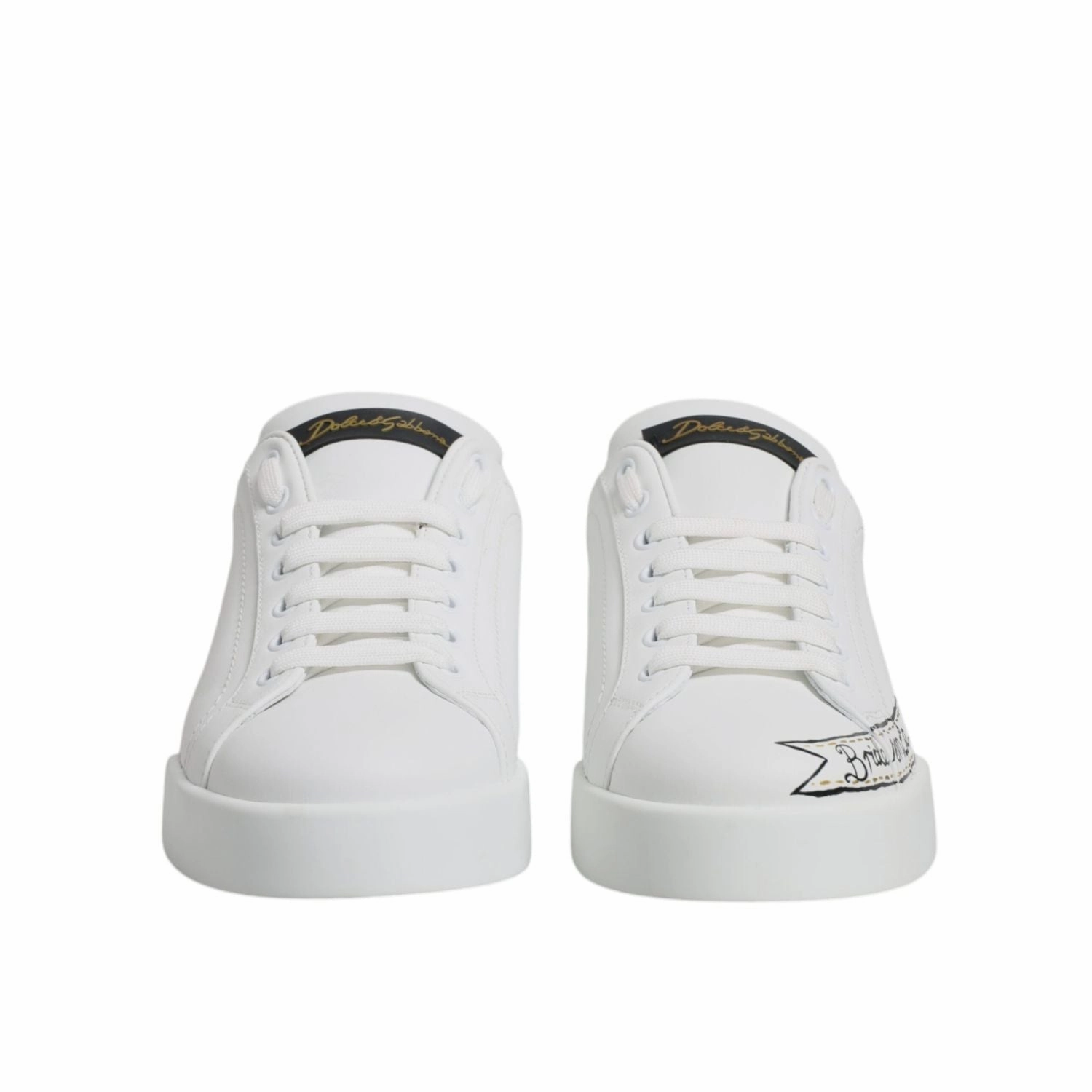 Dolce & Gabbana White Leather Low Top Lace Up Sneakers Shoes Sneakers Gabbana