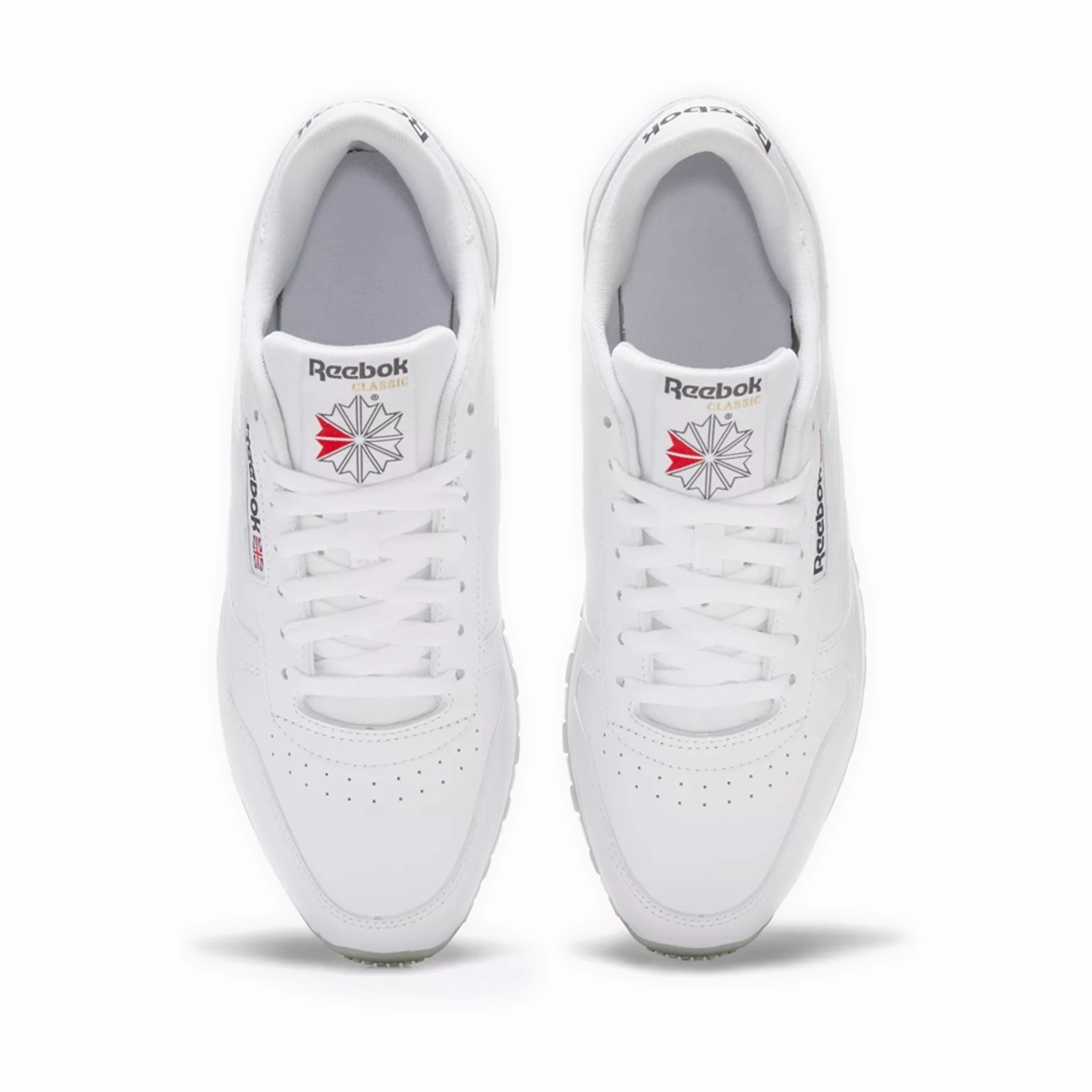 Men's Reebok Classic Leather Shoes - White/Pure Grey Ballet Flat Sneakers