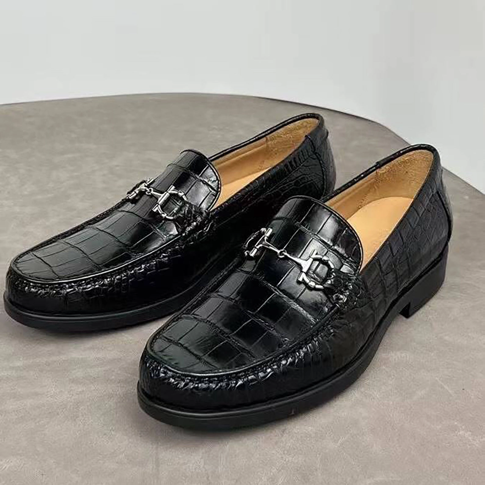 Women's Loafers Leather Genuine Alligator Skin Loafers  Premium Handmade Bit Dress Shoes for Men